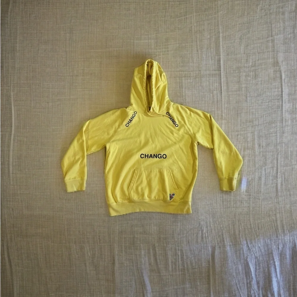 Hoodies chango sweater yellow Cotton one big pocket tie hoodie